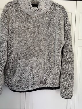 Eddie Bauer Gray Sherpa Turtleneck Pullover